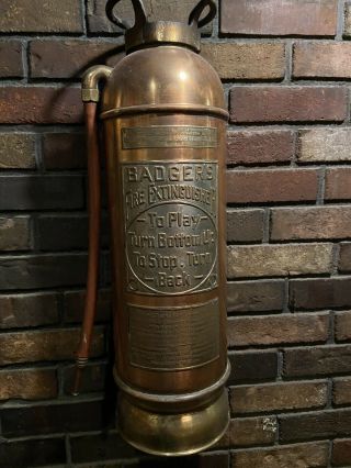 Antique Vintage Brass / Copper Fire Extinguisher - Polished