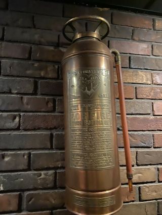Antique Vintage Brass / Copper Fire Extinguisher - Polished 2
