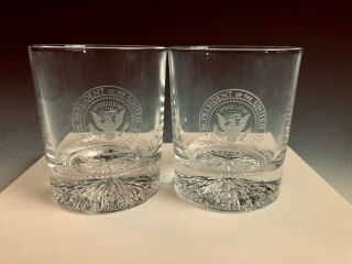Pair Orig.  White House Issue Ronald Reagan Presidential Seal Whiskey Tumblers