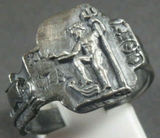 Ancient Roman Military Legionary Silver Ring Legion Xi Claudia Neptune 58 Bc