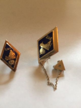Vintage Sigma Alpha Epsilon Fraternity Pin Plus Small Sae Pin.  14 K Price Change