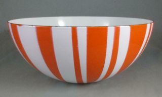 Vtg Mcm Cathrineholm Norway Orange & White Stripe 9.  5 " Enamel Bowl Enamelware