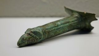 Ancient Roman Early Empire Bronze Patera Handle,  1st - 2nd Century Ad