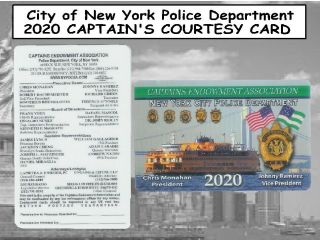 2020 Nyc Police Captains Cea Card & 2020 Card - Not Pba Sba Cea Dea Lba