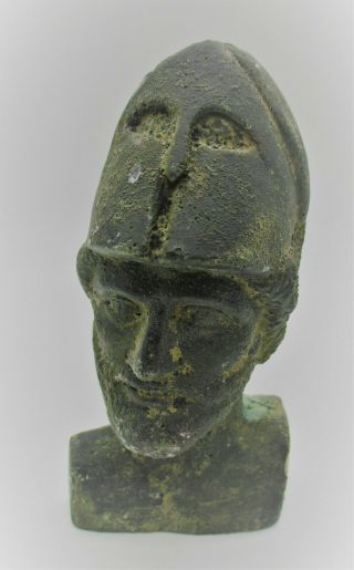 Circa 200 - 300ad Ancient Roman Bronze Senatorial Statuette Male Bust European