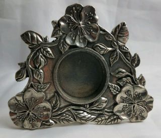 Kirk Stieff Floral Pewter Small Photo Display Clock Face Insert Picture Frame