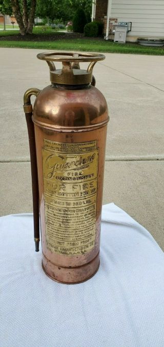 Antique Vintage " Guardene Copper Brass Fire Extinguisher
