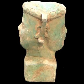 Ancient Roman Bronze Huge Double Bust Balsamarium Drinking Vessel 200 - 400 Ad