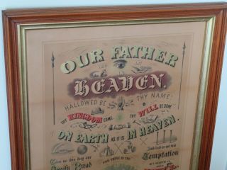 Antique 1873 Odd Fellows IOOF The Lord ' s Prayer Print Lithograph by Lilley & Co 3