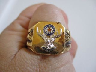 Vintage 1950 F.  O.  E.  Fraternal Order Of Elks Membership Ring 10 Nos