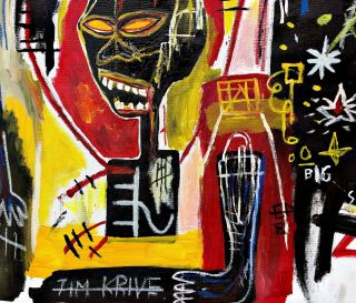 JEAN - MICHEL BASQUIAT VINTAGE PAINTING ON CANVAS,  SIGNED (no Warhol,  Haring,  Koons) 3