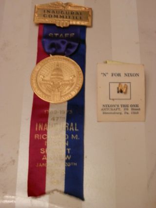 Very Rare Inaugural Committee Staff Nixon/agnew 1973 Medal & N Pin