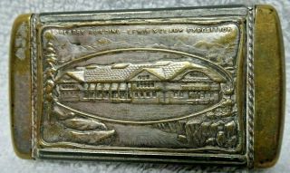 1905 Lewis & Clark Exposition Forestry Building Brass - Colored Metal Match Safe