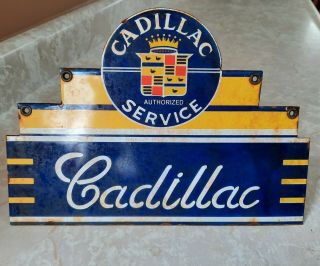 Vintage Cadillac Dealership Shop Service Porcelain Sign