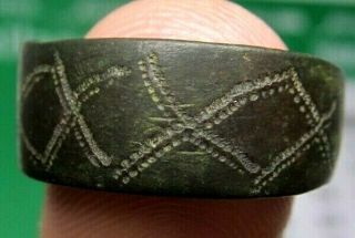 Antique Old Spanish Medieval Bronze Alliance Ring " Cord " Pirate Times 16 - 17th.  C