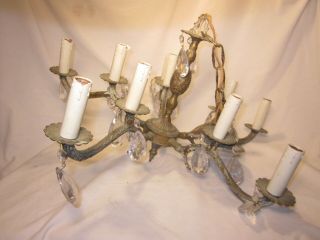 Vintage Ornate Brass Chandelier 5 Arm 10 Lamp Antique Candle Style Light Spain M