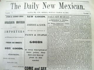 1875 Santa Fe Mexico Territory Newspaper Lincoln County War Content