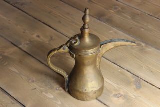 Antique 9 " Arabic Islamic Brass Copper Dallah Bedouin Coffee / Tea Pot