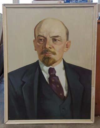 Ussr Vladimir Lenin Portrait Soviet Propaganda Picture Retro Oil Painting 80x60