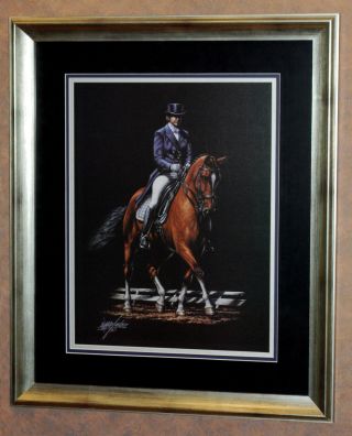 " Dressage " Horse Art By Wakefield In 23 " X27 " Frame (ms146)