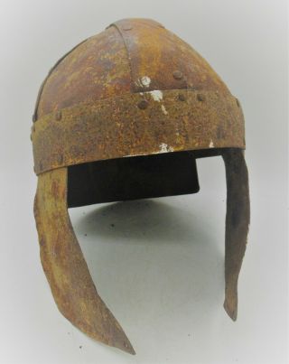 Circa 900 - 1100 Ad Viking Era Nordic Iron Warriors Battle Helmet Museum Quality
