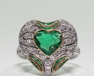 2.  85 Ct Antique Green Heart Cut Art Deco Vintage Engagement Ring Sterling Silver