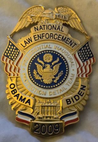 2009 Obama Biden Presidential Inaugural Protection Detail Team Badge 3 " X 2 "