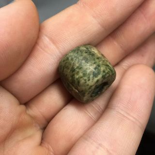 Pre - Columbian Jade Green Stone Bead Pendant Conical Ancient Jewelry Artifact