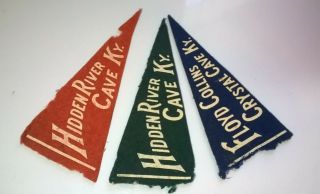 Floyd Collins Crystal Cave Kentucky Ky 3 Vintage Felt Banners 6 "
