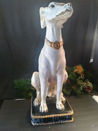 23 " Tall Ceramic Majolica Fiance Italian Greyhound Whippet Gog Statue