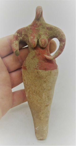 Museum Quality Ancient Egyptian Pre - Dynastic Terracotta Diety Bird - Like Features
