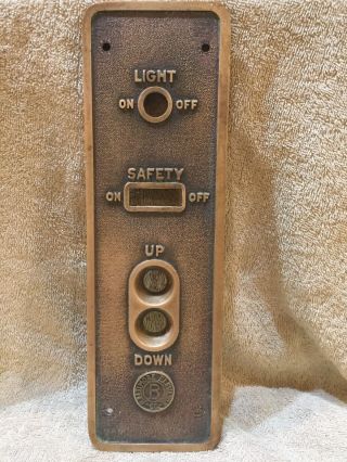 Antique Baltimore Elevator Co Light Safety On/off Up Down Button Control Panel