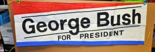 Spectacular Vintage 1980s - 90s President George H W Bush Campaign Canvas Banner