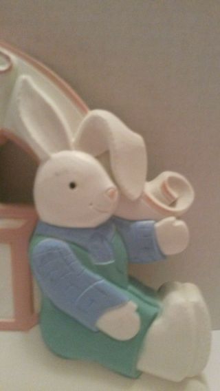 Vintage HOMCO I Love You ABC Bunny Rabbit Hearts Hanging Wall Plaque 7613 3