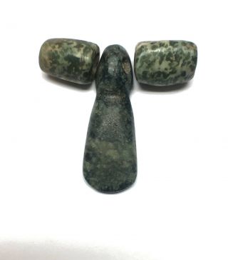 Pre - Columbian Olmec Jade Duck / Tubular Beads Pendant / Necklace