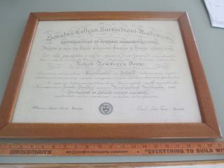 1901 Antique Framed Harvard University Diploma Charles Eliot Signed Nelson Davis
