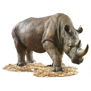 34 " Rhino African Wild Life Sculpture Large Scale Home Garden Statue