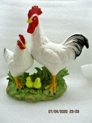 Vintage Rooster And Hen With Chicks Figurine Homco 1458,