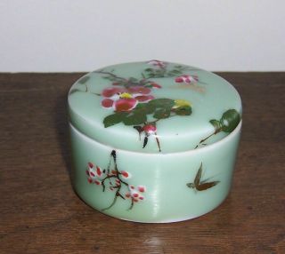 Cute Round,  Porcelain Trinket Box / Jar - Raised Hand Painted Floral Decoration