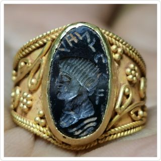 Ancient Roman High Carat Gold Roman Emperor Intaglio Ring 5.  46 Gr 26