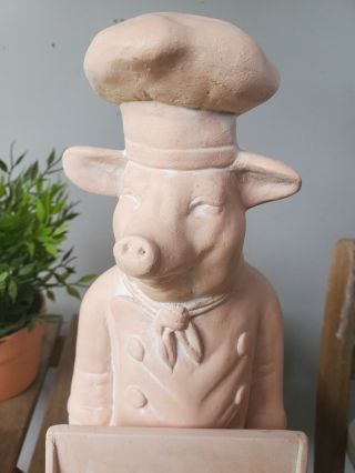 Fleur De Lis 1994 French Chef Pig Statue Restaurant Cook Baker Kitchen Decor 13” 3
