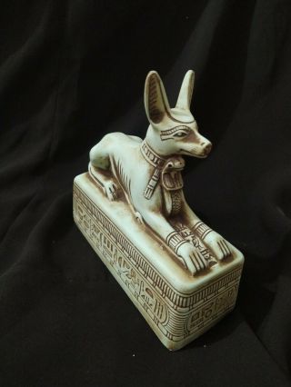 Antique Anubis Ancient Egyptian God Of The Afterlife Figurine Green Stone