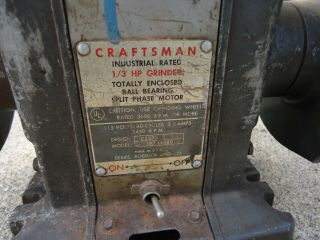 Vintage Craftsman Block Bench Grinder 1/3 HP 6 