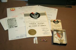 Bsa Eagle Scout Award 1955 - 1969 Robbins 4 With 3 Palms With Paperwork
