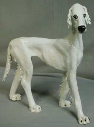 Vintage 1973 John Blair Indiana Art Ceramic Sculpture Statue Afghan Hound Dog
