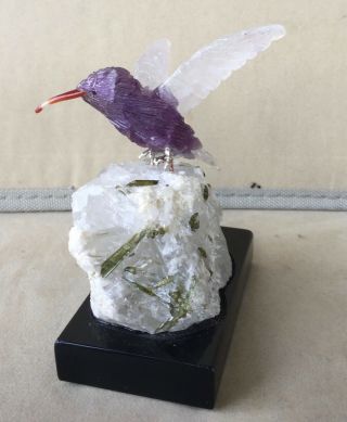 Amethyst Hummingbird On Tourmaline In Quartz 4  " - Peter Muller