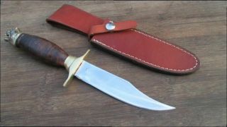 Fine Vintage Custom - Made Carbon Steel Bowie Knife W/figural Bear Head Pommel