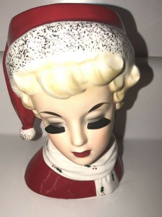 Vintage Brinn’s Lady Head Vase Christmas Blonde Hair Tx1035 Tx - 1035