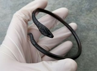 Ancient Greco - Roman Bronze Snake Arm Torc Bracelet,  83 Mm X 86 Mm