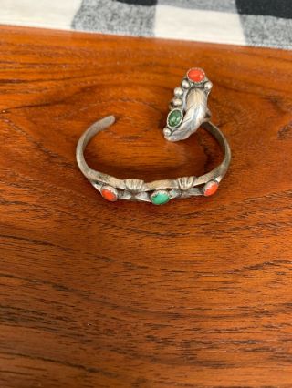 Earlier Vintage Navajo Coral Sterling Silver Native American Ring & Bracelet